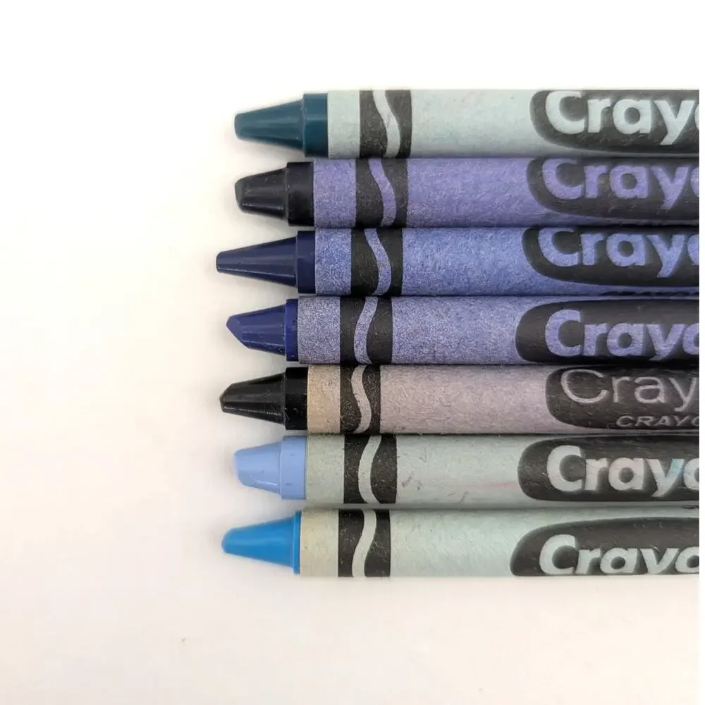 Lot of Crayola Crayons Discontinued Binney Smith Blue Shades New and Used Vtg